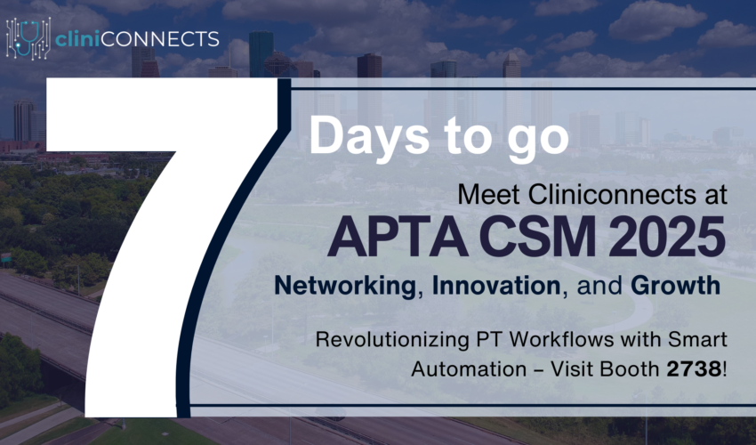 Countdown to APTA CSM 2025 with CliniConnects, promoting networking, innovation, and growth in physical therapy. Visit Booth 2738.