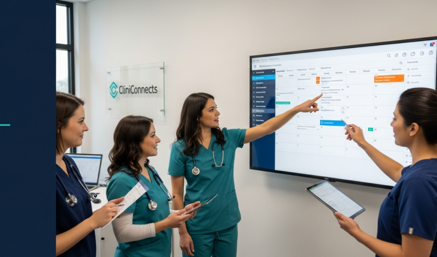 Illustration of therapy scheduling software for home health