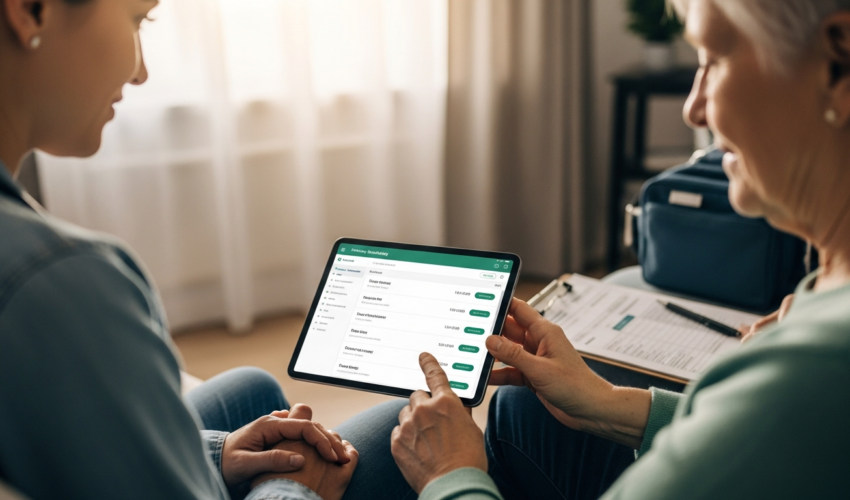 Illustration of therapy scheduling software for home health