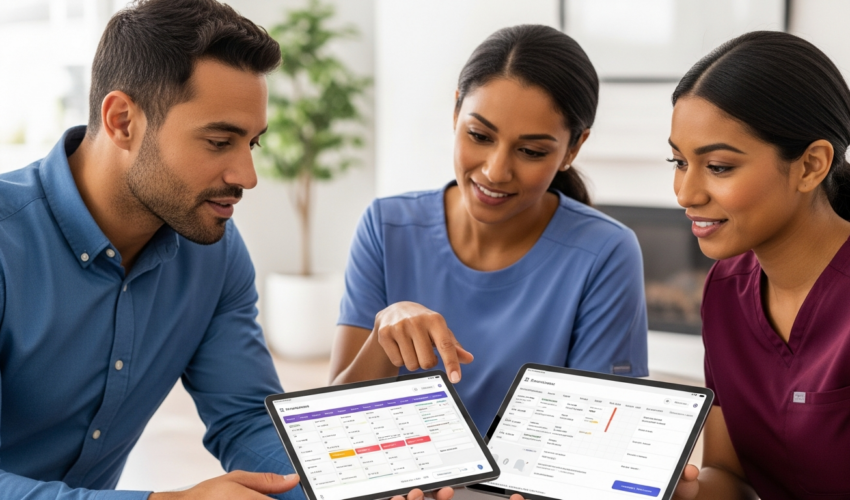 Illustration of therapy scheduling software for home health