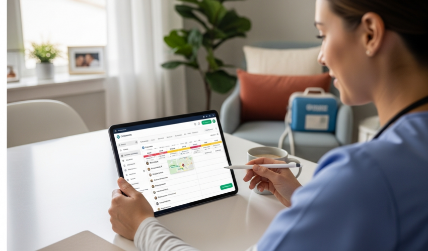 Illustration of therapy scheduling software for home health